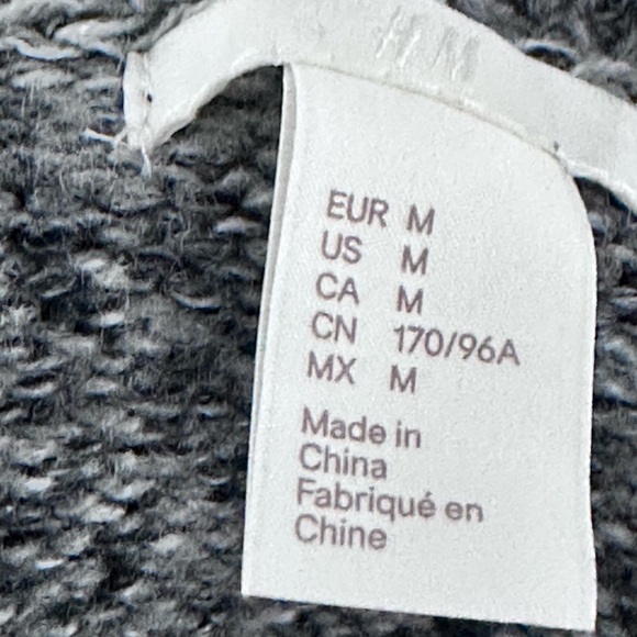 H&M Black, White and Gray Boho Fringe Textured Women's Cardigan Sweater Vest M - Picture 10 of 10